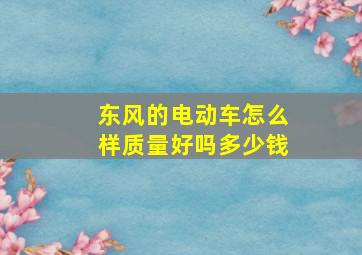 东风的电动车怎么样质量好吗多少钱