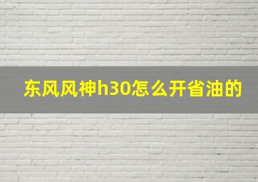 东风风神h30怎么开省油的