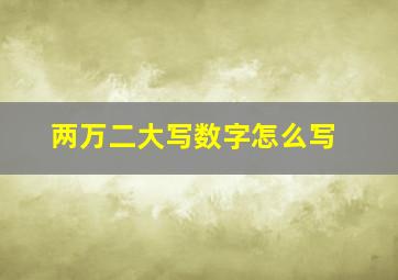 两万二大写数字怎么写