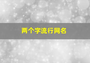 两个字流行网名