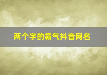 两个字的霸气抖音网名