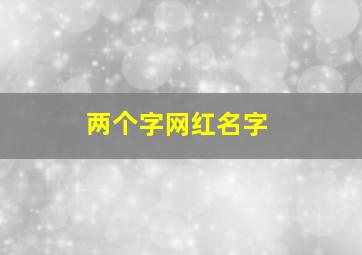 两个字网红名字