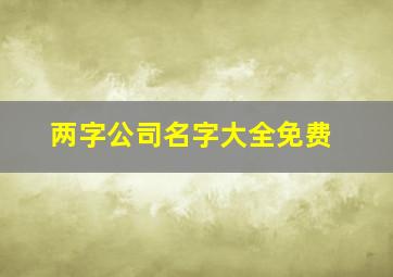 两字公司名字大全免费