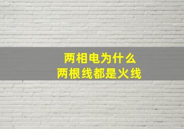 两相电为什么两根线都是火线