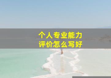 个人专业能力评价怎么写好