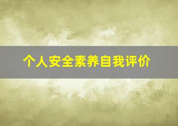 个人安全素养自我评价