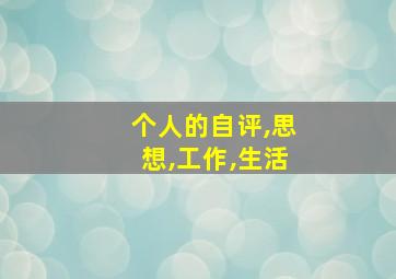 个人的自评,思想,工作,生活