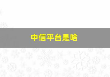 中信平台是啥