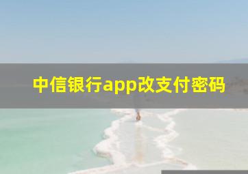 中信银行app改支付密码