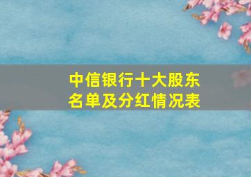 中信银行十大股东名单及分红情况表