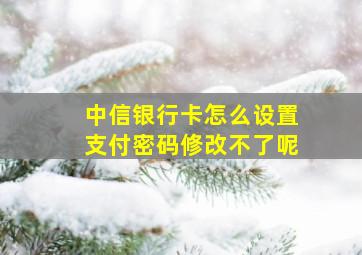 中信银行卡怎么设置支付密码修改不了呢