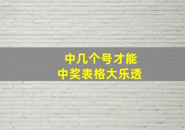 中几个号才能中奖表格大乐透