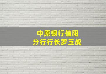 中原银行信阳分行行长罗玉战