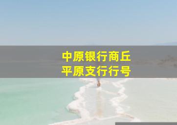 中原银行商丘平原支行行号