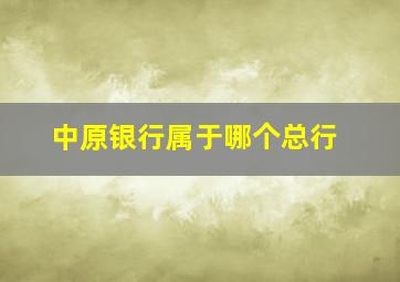 中原银行属于哪个总行