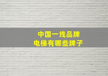 中国一线品牌电梯有哪些牌子