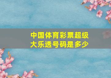 中国体育彩票超级大乐透号码是多少