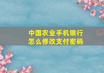 中国农业手机银行怎么修改支付密码