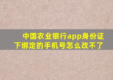 中国农业银行app身份证下绑定的手机号怎么改不了