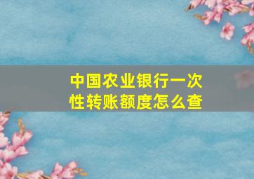 中国农业银行一次性转账额度怎么查