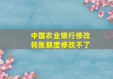 中国农业银行修改转账额度修改不了