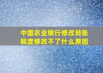 中国农业银行修改转账额度修改不了什么原因