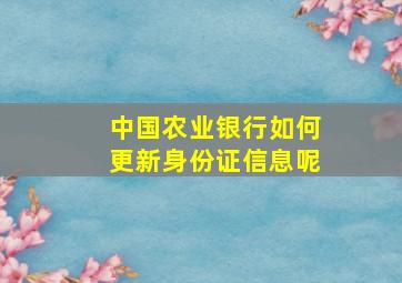 中国农业银行如何更新身份证信息呢