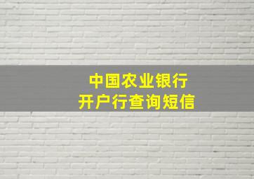 中国农业银行开户行查询短信