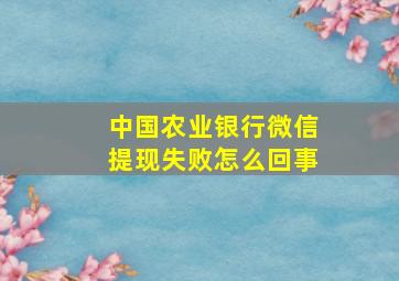 中国农业银行微信提现失败怎么回事