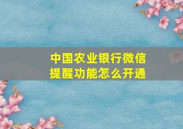 中国农业银行微信提醒功能怎么开通