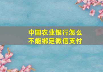 中国农业银行怎么不能绑定微信支付