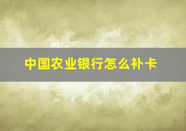 中国农业银行怎么补卡