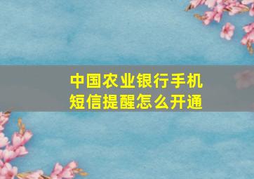 中国农业银行手机短信提醒怎么开通