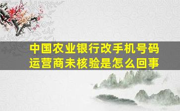 中国农业银行改手机号码运营商未核验是怎么回事