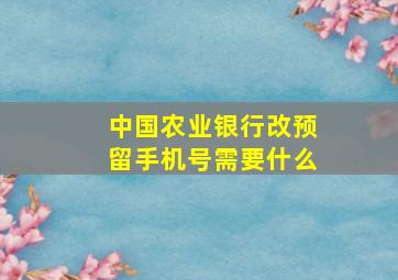 中国农业银行改预留手机号需要什么