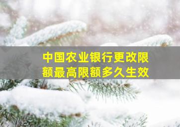 中国农业银行更改限额最高限额多久生效