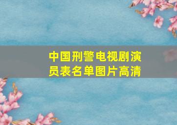 中国刑警电视剧演员表名单图片高清