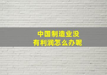 中国制造业没有利润怎么办呢