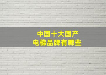 中国十大国产电梯品牌有哪些