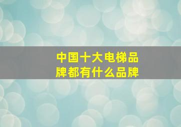 中国十大电梯品牌都有什么品牌