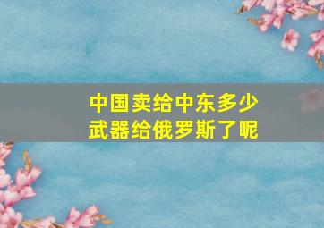 中国卖给中东多少武器给俄罗斯了呢