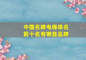 中国名牌电梯排名前十名有哪些品牌