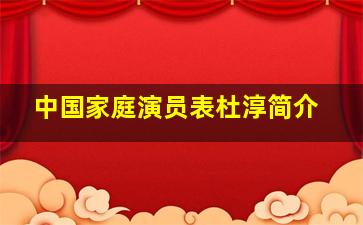 中国家庭演员表杜淳简介