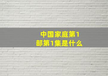 中国家庭第1部第1集是什么