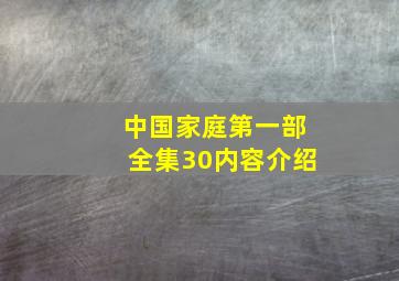 中国家庭第一部全集30内容介绍