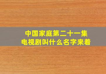 中国家庭第二十一集电视剧叫什么名字来着