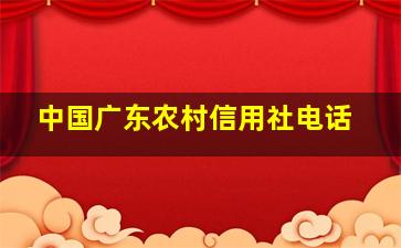 中国广东农村信用社电话