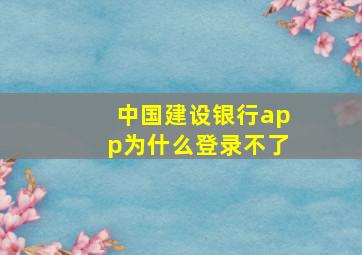 中国建设银行app为什么登录不了