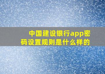 中国建设银行app密码设置规则是什么样的