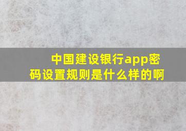 中国建设银行app密码设置规则是什么样的啊